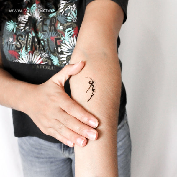 Small Crescent Lady Temporary Tattoo - Set of 3