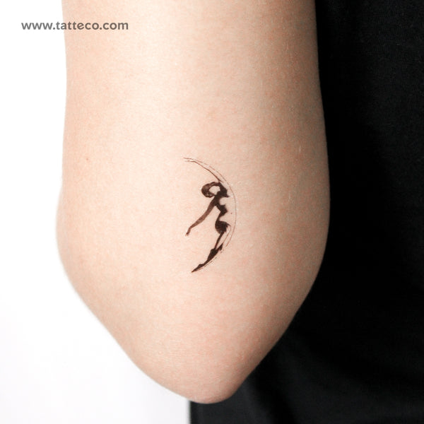 Small Crescent Lady Temporary Tattoo - Set of 3