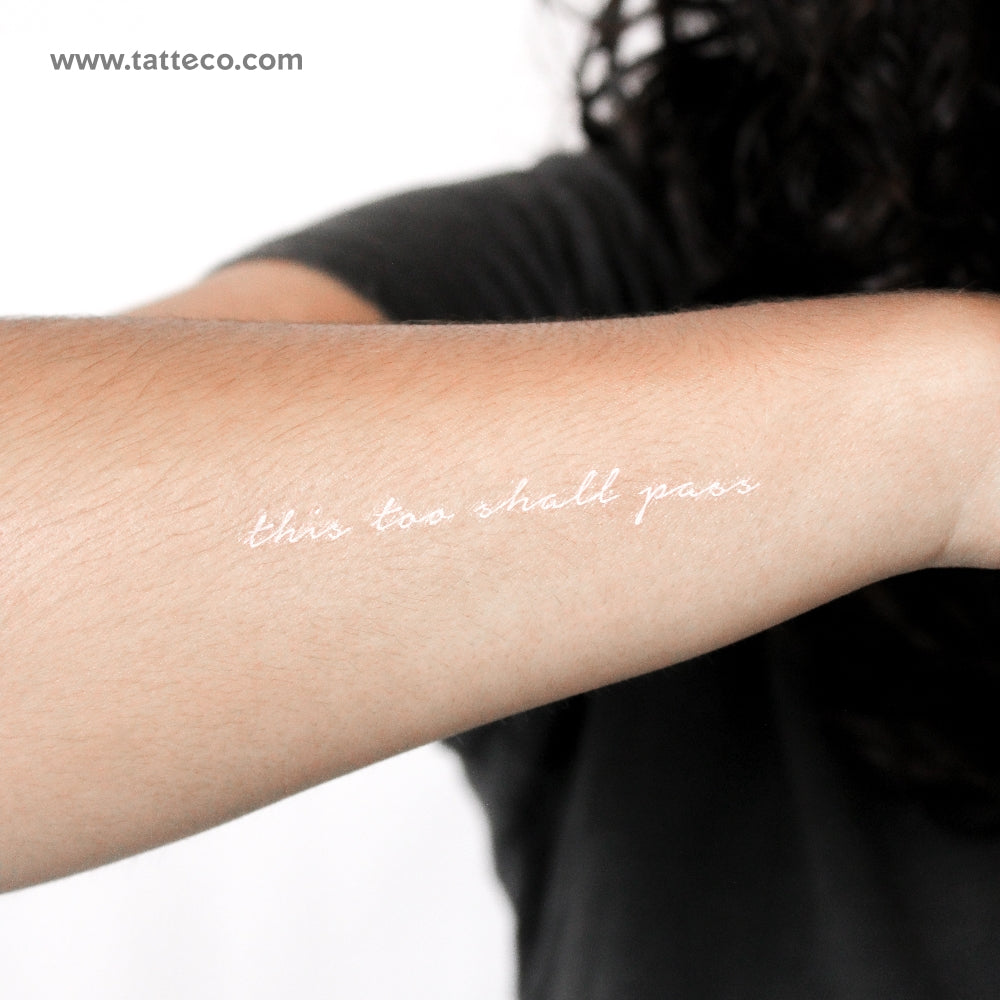 Tatuaje temporal blanco "Esto también pasará" - Juego de 3