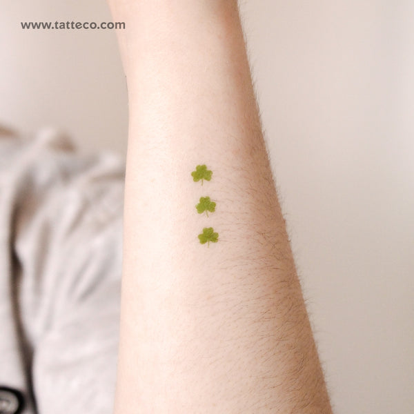 Three Tiny Three Leaf Clovers Temporary Tattoo - Set of 3
