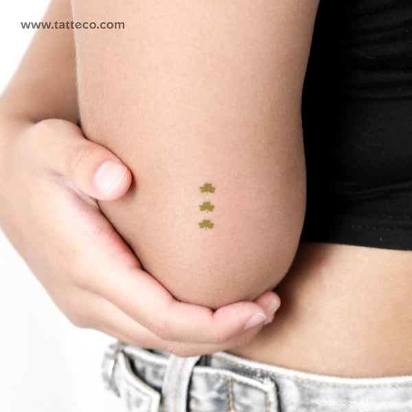 Three Tiny Three Leaf Clovers Temporary Tattoo - Set of 3