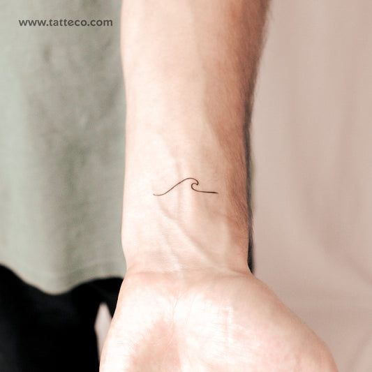Tatuaje semipermanente de onda minimalista - Juego de 2