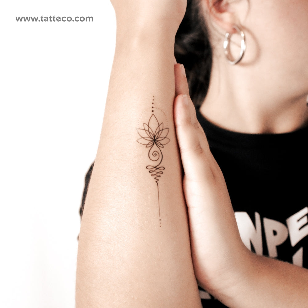 Tatuaje semipermanente Unalome Lotus - Juego de 2
