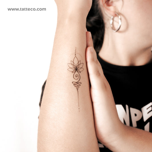 Tatuaje semipermanente Unalome Lotus - Juego de 2