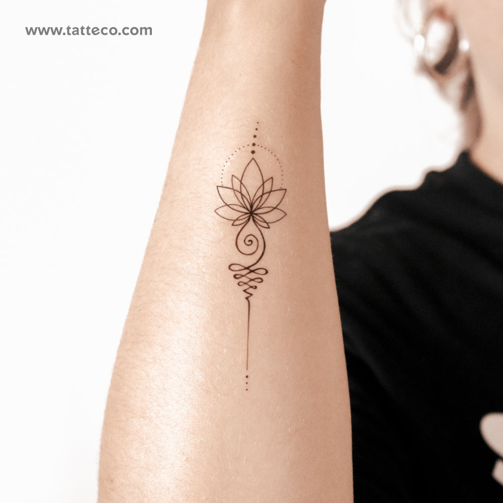 Unalome Lotus Semi-Permanent Tattoo - Set of 2