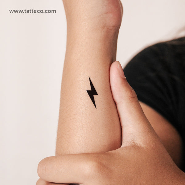 Black Lightning Bolt Semi-Permanent Tattoo - Set of 2