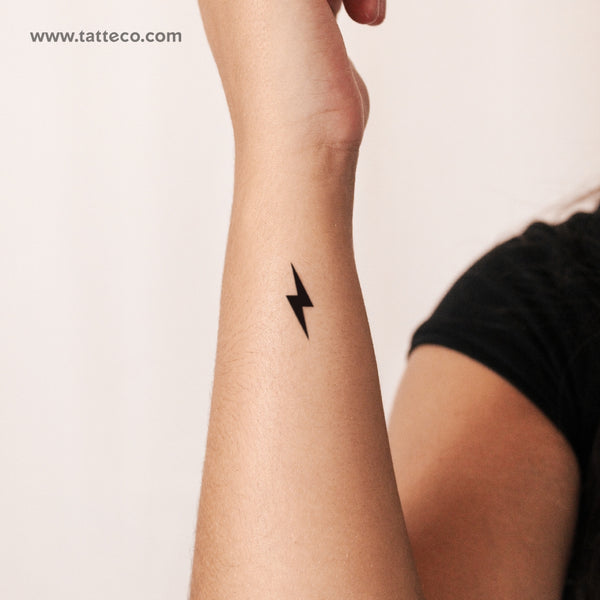 Black Lightning Bolt Semi-Permanent Tattoo - Set of 2