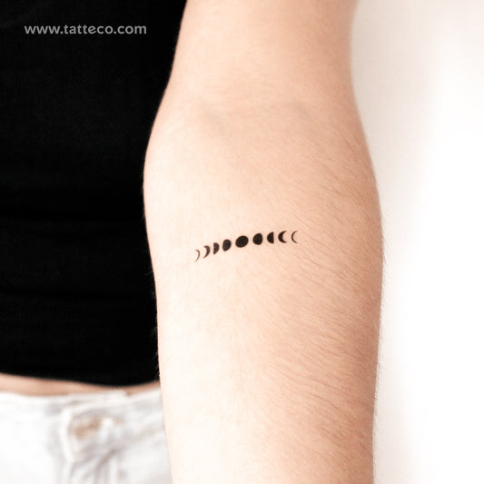 Tatuaje semipermanente de fases lunares pequeñas (juego de 2)