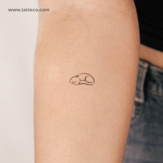 Tatuaje semipermanente de gato soñoliento (juego de 2)