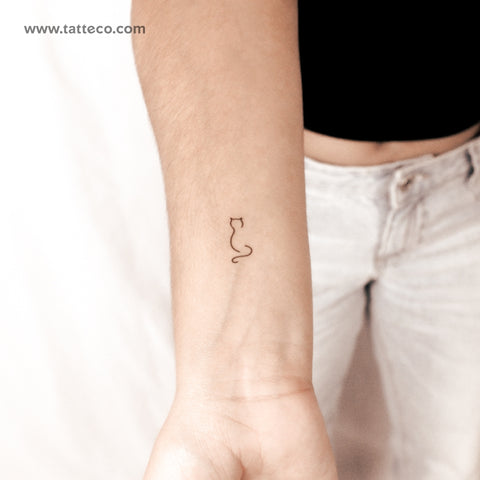 Minimalist Standing Cat 2-Week Temporary Tattoo - Set of 2