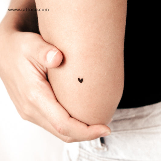 Tiny Hand-Drawn Black Heart Semi-Permanent Tattoo - Set of 2