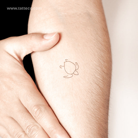 Tatuaje semipermanente minimalista de tortuga (juego de 2)
