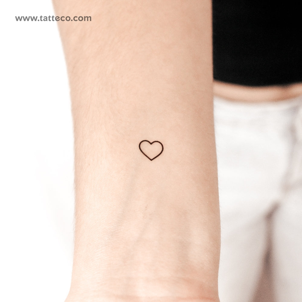 Small Minimalist Heart Outline Semi-Permanent Tattoo - Set of 2