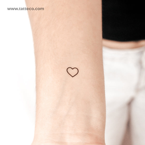 Small Minimalist Heart Outline Semi-Permanent Tattoo - Set of 2