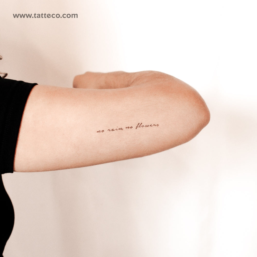 No Rain, No Flowers Semi-Permanent Tattoo - Set of 2