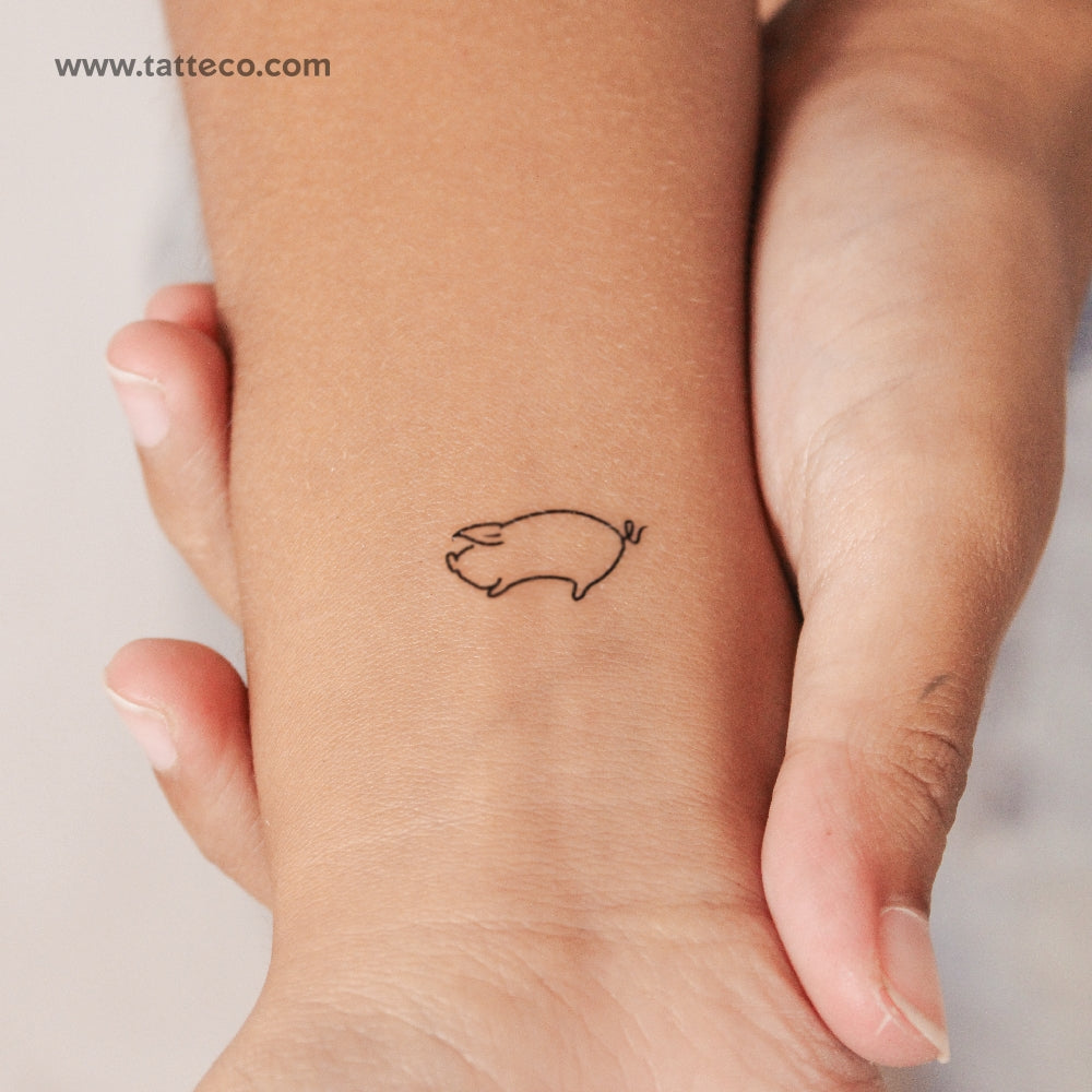 Minimalist Pig Semi-Permanent Tattoo - Set of 2