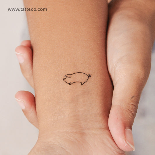 Minimalist Pig Semi-Permanent Tattoo - Set of 2