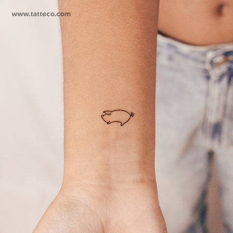 Minimalist Pig Semi-Permanent Tattoo - Set of 2