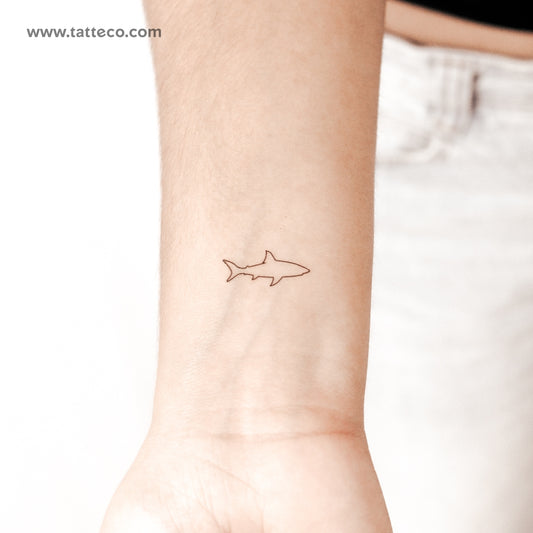 Tatuaje semipermanente de tiburón de línea fina (juego de 2)