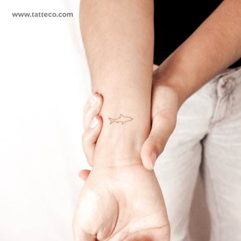 Fine Line Shark Semi-Permanent Tattoo - Set of 2