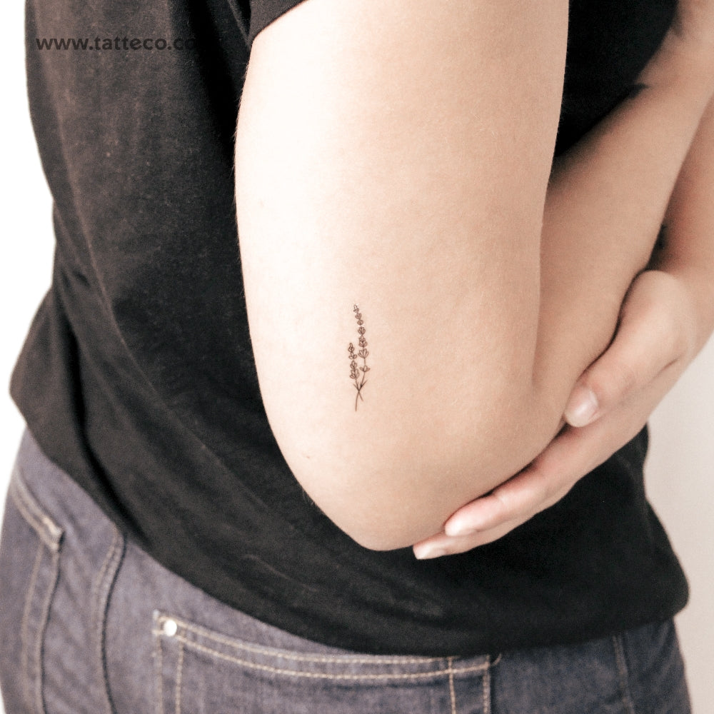 Semi-Permanent Fine Line Lavender Tattoo - Set of 2