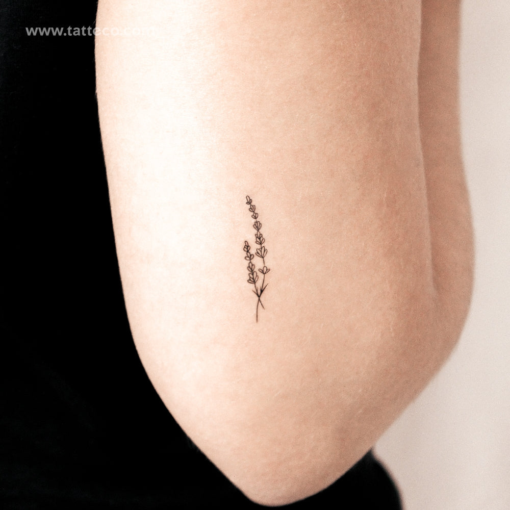 Semi-Permanent Fine Line Lavender Tattoo - Set of 2