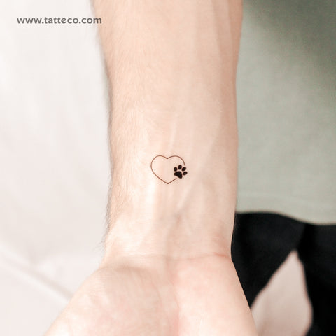 Heart and Paw Print Semi-Permanent Tattoo - Set of 2