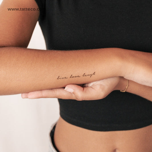 Tatuaje semipermanente "Vive, ama, ríe" (juego de 2)