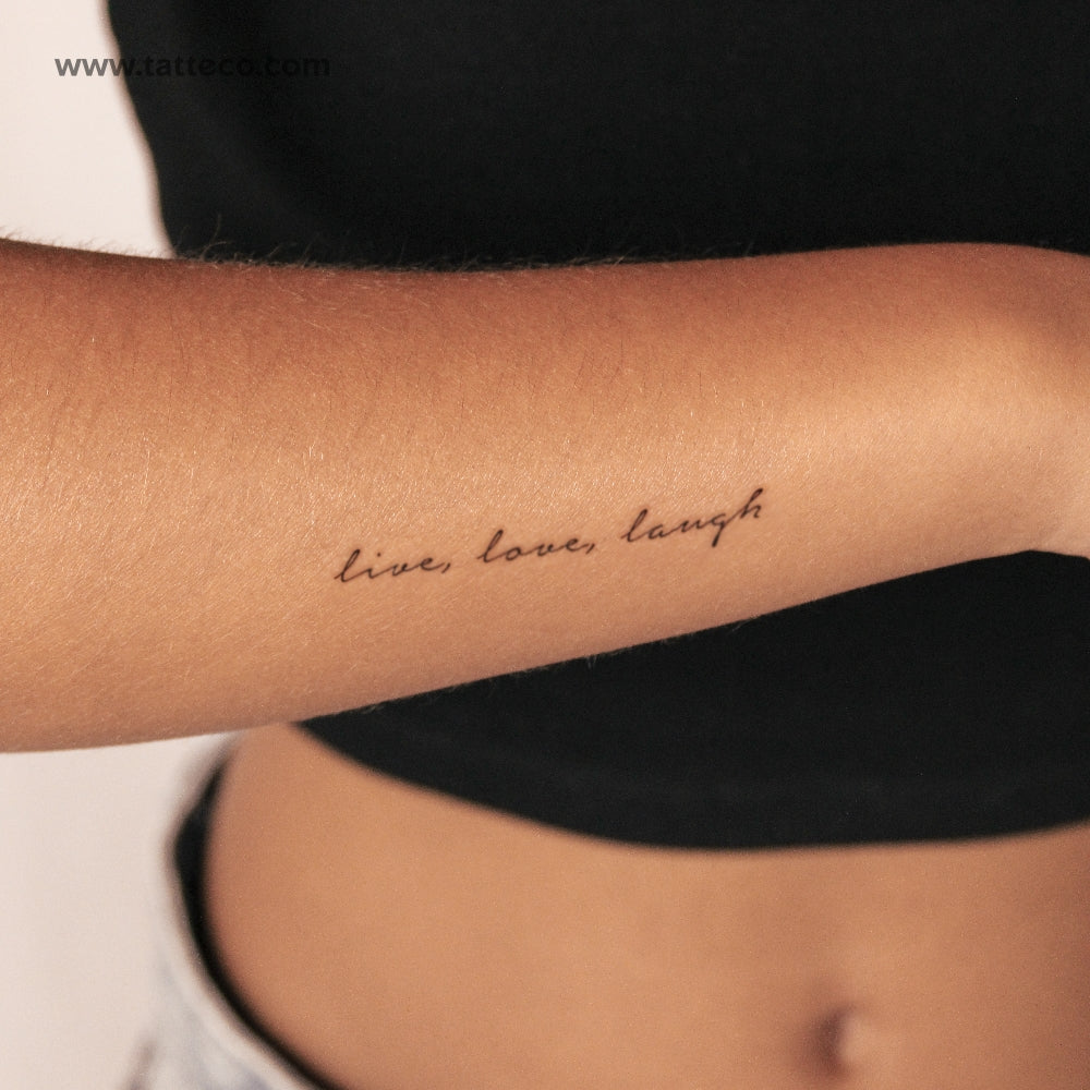 Tatuaje semipermanente "Vive, ama, ríe" (juego de 2)