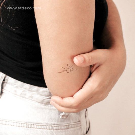 Tatuaje semipermanente de olas y atardecer (juego de 2)