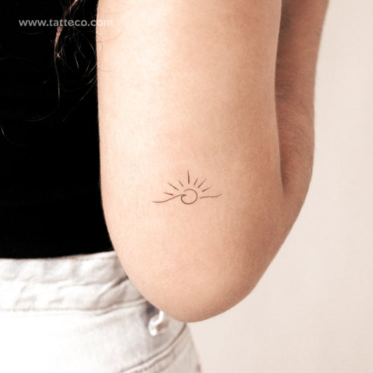 Tatuaje semipermanente de olas y atardecer (juego de 2)
