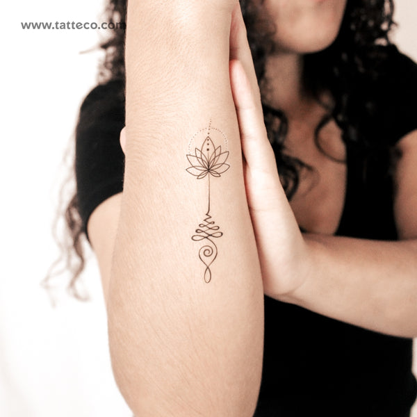 Lotus Unalome Semi-Permanent Tattoo - Set of 2
