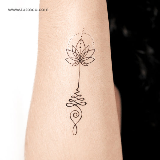 Tatuaje semipermanente Lotus Unalome - Juego de 2
