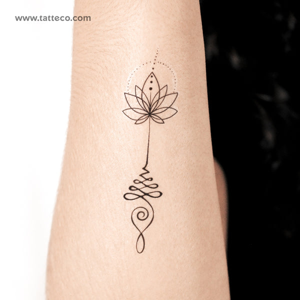 Lotus Unalome Semi-Permanent Tattoo - Set of 2
