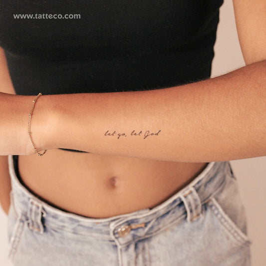 Tatuaje semipermanente "Déjalo ir, deja que Dios lo haga" - Juego de 2