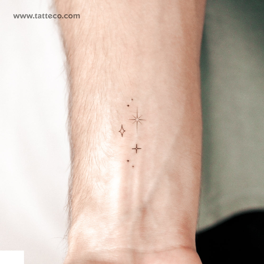 Tatuaje semipermanente de estrellas y destellos - Juego de 2