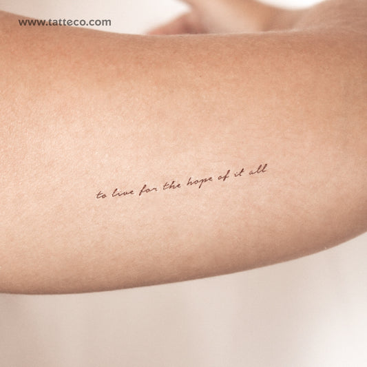 Tatuaje semipermanente "Vivir por la esperanza de todo" - Juego de 2