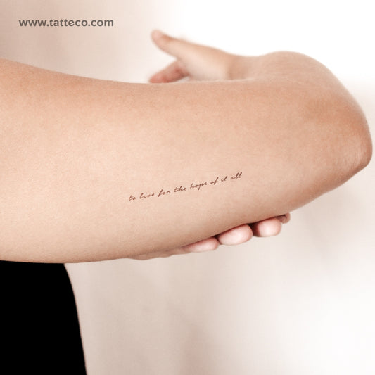 Tatuaje semipermanente "Vivir por la esperanza de todo" - Juego de 2