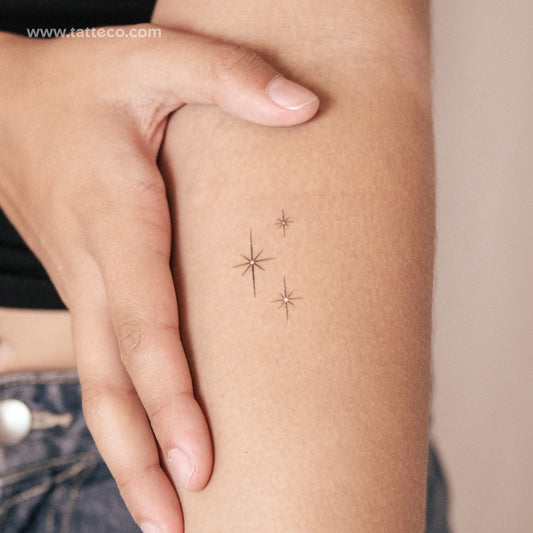 Tatuaje semipermanente de tres destellos brillantes (juego de 2)