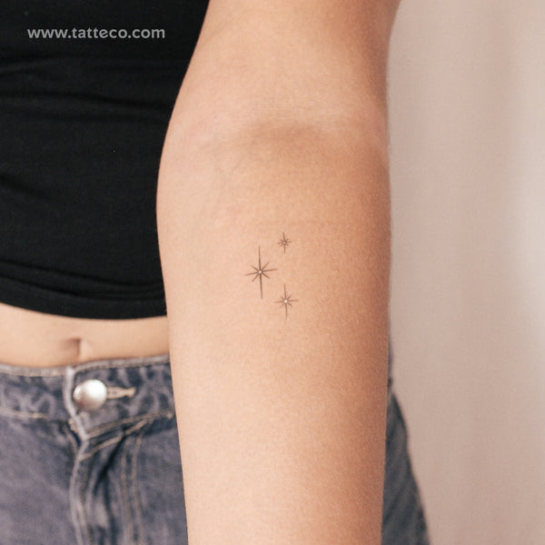 Three Shinning Sparkles Semi-Permanent Tattoo - Set of 2