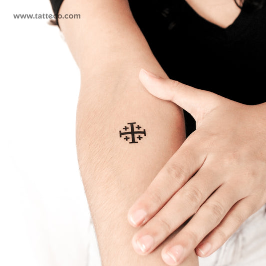 Tatuaje semipermanente de la cruz de Jerusalén (juego de 2)