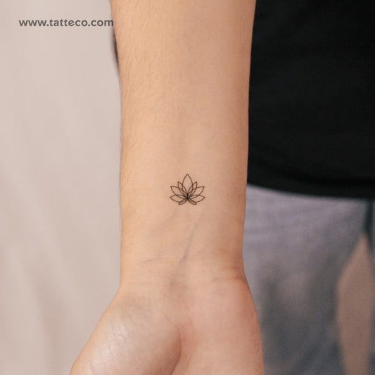Tatuaje minimalista de flor de loto de dos semanas (juego de 2)