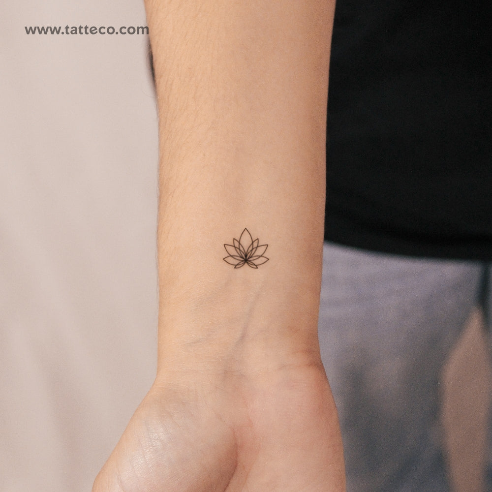Minimalist Lotus Flower Two Week Tattoo - Set of 2