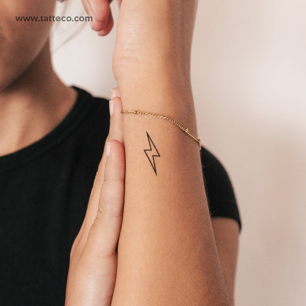 Lightning Bolt Outline 2-Week Temporary Tattoo - Set of 2