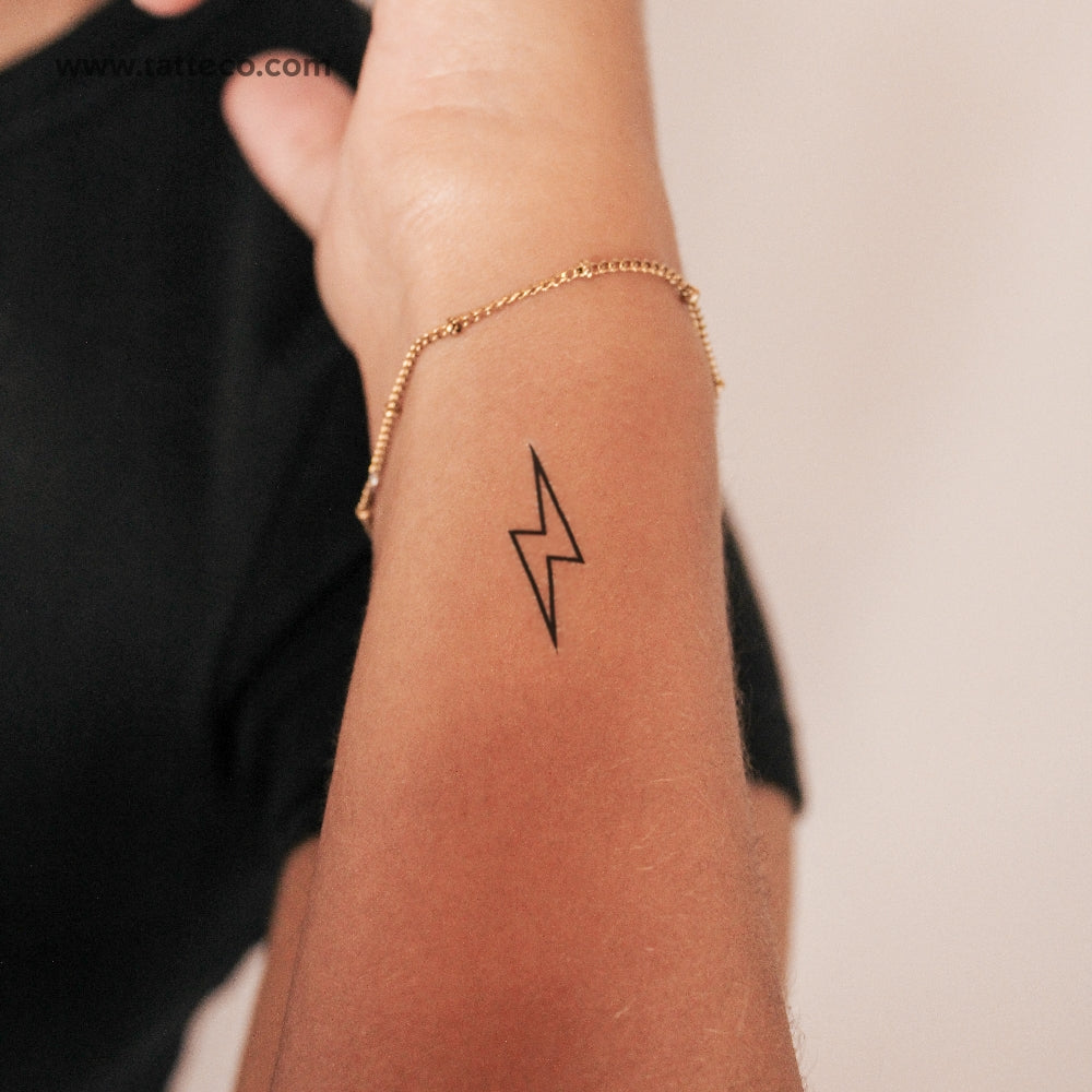 Lightning Bolt Outline 2-Week Temporary Tattoo - Set of 2