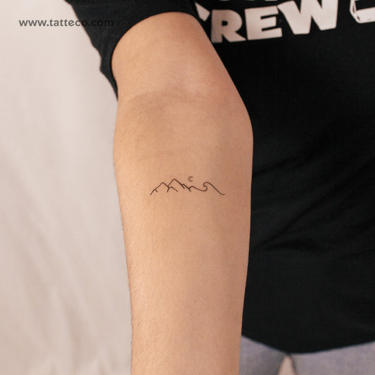 Tatuaje semipermanente de montaña y ola - Juego de 2