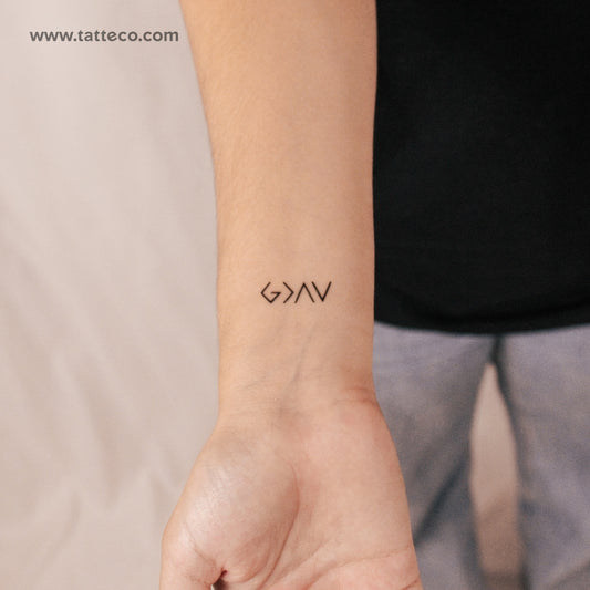 Tatuaje semipermanente con el símbolo "Dios es más grande que mis altibajos" (juego de 2)