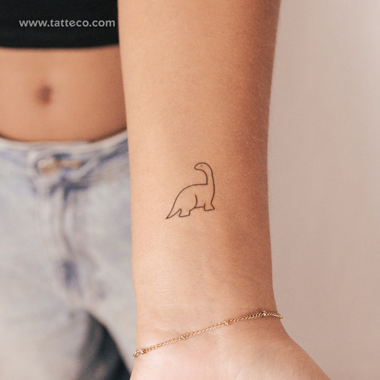 Tatuaje semipermanente minimalista de diplodocus (juego de 2)
