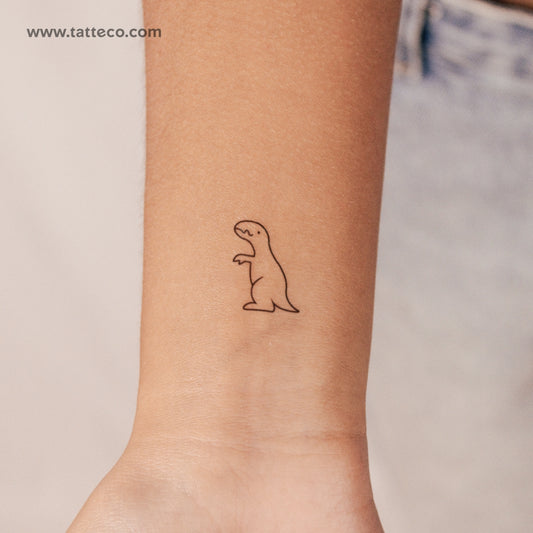 Tatuaje temporal minimalista de T-Rex (2 semanas) - Juego de 2