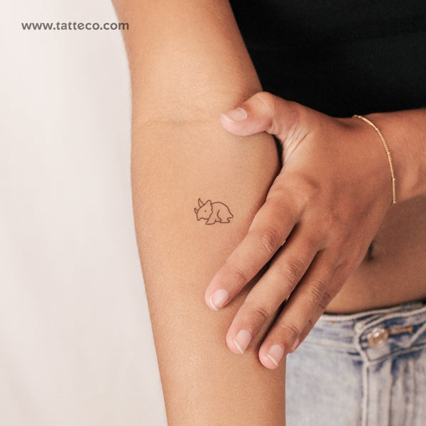 Minimalist Triceratops 2-Week Temporary Tattoo - Set of 2